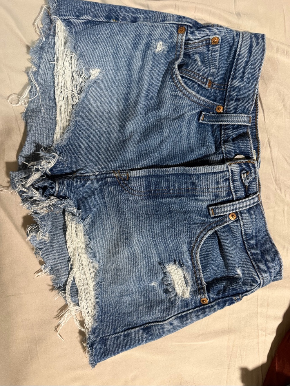 Levi 501 High-Rise Distressed Denim Women’s Shorts - Blue